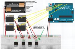 Arduino + 4 serwa: Który schemat zasilania lepszy, BEC czy L7805ABV?