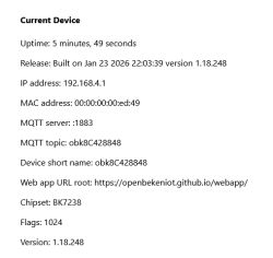 BK7238 - identical MAC address after flashing OpenBK firmware 1.18.247 and 1.18.248