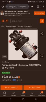 Pompa zestaw hydroforowy CYBERNOVA 36 W 210 l/h na stronie Allegro.