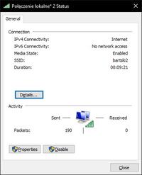 Windows Hosted Network problem z pakietami/brakiem internetu