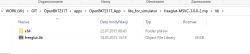 Screenshot showing a Windows folder with files including a folder named x64 and a file freeglut.lib.