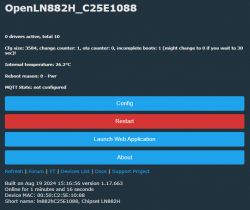 OpenBeken user interface with LN882H device information