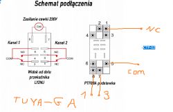 Schemat połączenia przekaźnika z opisem.