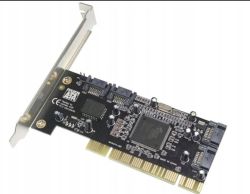 Karta rozszerzeń PCI z czterema portami SATA.