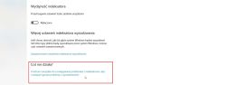 Zrzut ekranu ustawień Windows „Wydajność indeksatora” z sekcją „Coś nie działa?” w czerwonej ramce