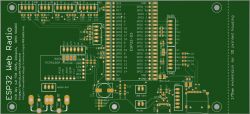ESP32 Web Radio PCB design with highlighted components.