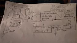 Szkic układu elektronicznego na kartce papieru