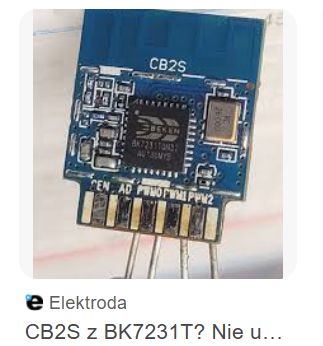 CB2S module with BK7231T chip and connectors.