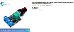 Moduł regulatora PWM z pokrętłem i złączem śrubowym, opisany jako 5V–16V 10A