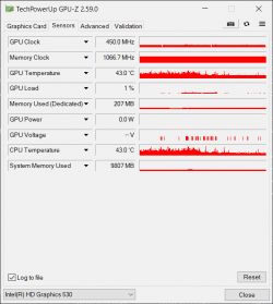 Zrzut ekranu z aplikacji TechPowerUp GPU-Z 2.59.0 pokazujący parametry karty Intel HD Graphics 530.