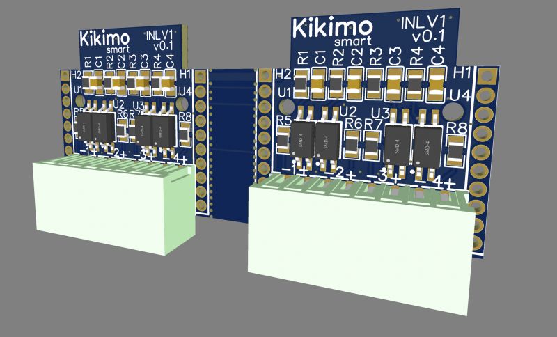 Two Kikimo INLV1 boards with visible electronic components and connectors.