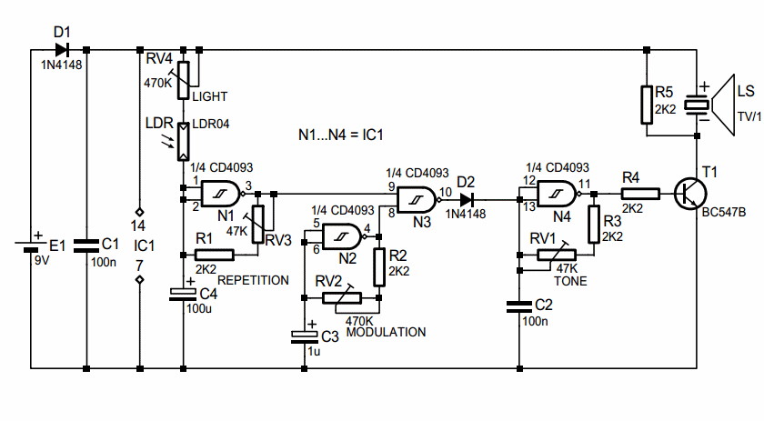 Cd4093 схема включения