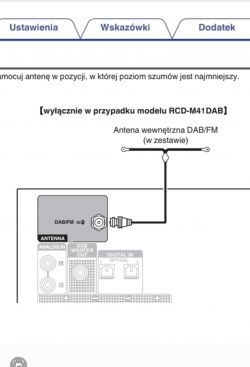 Schemat podłączenia anteny DAB/FM do modelu RCD-M41DAB