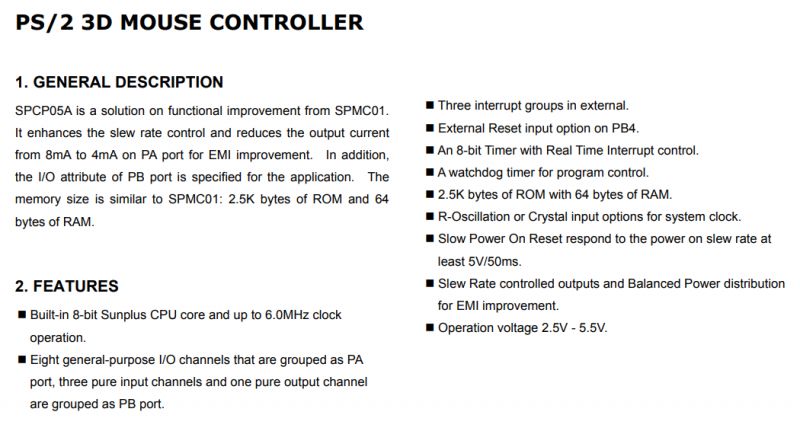 PS/2 3D Mouse Controller - Technical Documentation PS/2 3D mouse controller documentation.