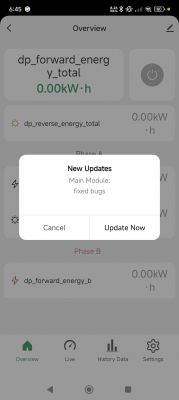 Screenshot of an app with a software update notification.