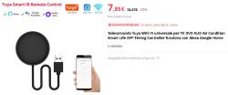 Image of Tuya Smart IR Remote Control with USB charger and app displayed on a phone.