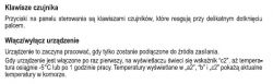 Instrukcja obsługi z informacjami o klawiszach czujnika i włączaniu urządzenia