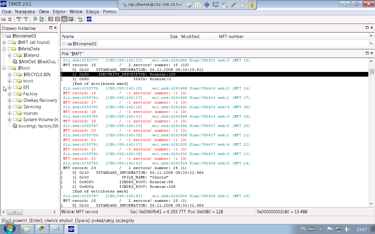 Correcting errors in the master file table mft mirror что это