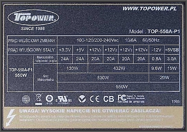 TopPower model: TOP-550A-P1 - gdzie szukać usterki?