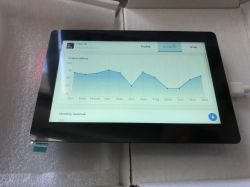 Waveshare ESP32-S3-Touch-LCD-5 with LVGL Demo – Line Chart Display Waveshare ESP32-S3-Touch-LCD-5 display running an LVGL demo with a line chart on screen.