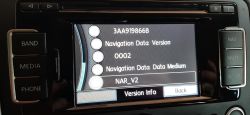 Car Navigation System Display Car navigation system display with software version information.