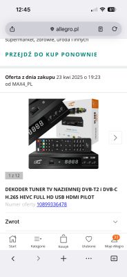 Dekoder DVB-T2 z pilotem i wyświetlaczem LED w ofercie na Allegro