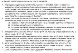 Zasady zwrotu pozostałych na koncie środków przez operatora telekomunikacyjnego.