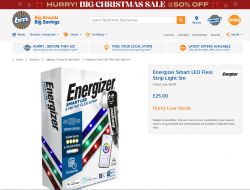 Energizer LED Strip Light Offer on B&M Bargains Website B&M Bargains website displaying Energizer LED strip light offer.