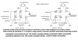 Schemat połączeń silnika jednofazowego z opisem zmiany kierunku obrotów