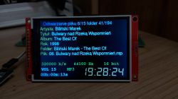 Player screen with MP3 file details and Polish characters in FreeSans12pt7b font
