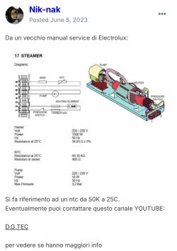 Electrolux EDH3897SDE - błąd E73, termistor NTC 50kΩ B3450 generatora pary