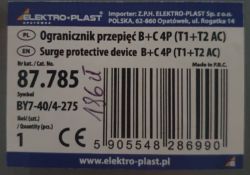 Etykieta produktu Elektro-Plast z ogranicznikiem przepięć B+C 4P (T1+T2 AC).