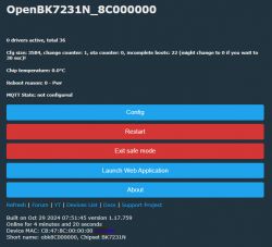 Screenshot of the OpenBK7231N web interface with various configuration options.
