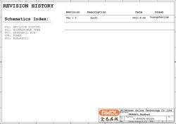 Title page of a revision history document with schematic index and revision table for the XR806AF2L_BaseBoard project.