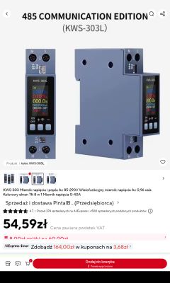 KWS-303L meter with TFT screen and RS-485 port, front and side view