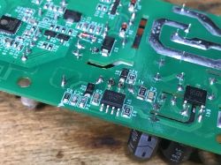 Close-up of WS-05H1 Device PCB Close-up of the WS-05H1 device PCB showing electronic components.