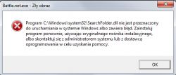 - Battle.net.exe- Zły obraz/SearchFolder.dll [...] zawiera błąd