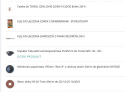 Zdjęcie listy części zamiennych do naprawy głośnika z radioodbiornika.