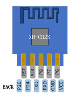 Pin diagram of the XH-CB2S module with labels.