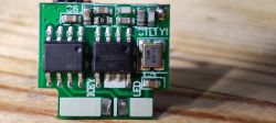 Electronic module with RF components on a PCB board.