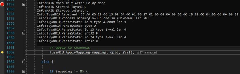 Screenshot of code editor with TuyaMCU logs and channel mapping function