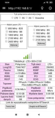 LTE T-mobile, prędkość internetu w jednej minucie od 0,4mb/s do 60mb/s