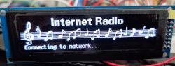 Screen displaying the text Internet Radio and musical notes.