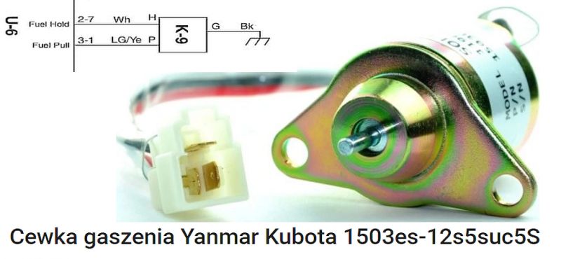 Cewka gaszenia Yanmar do silnika Kubota z schematem podłączenia