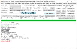 Screenshot of BK7231 Easy UART Flasher showing ESP32 flashing log and error “Failed to get Flash MD5”.