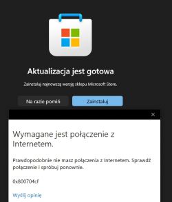 0x800704cf - Nie uruchamia web store oraz aktualizacji