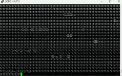 Screenshot of PuTTY program with unreadable characters in the terminal.