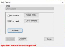 Zrzut ekranu z programu Uch Cleaner z komunikatem o błędzie 