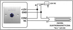 Schemat połączeń przycisku do elektromagnetycznego zwory N.C. 12V DC