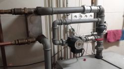 The central heating furnace pump is aerated and the water in the furnace boils.